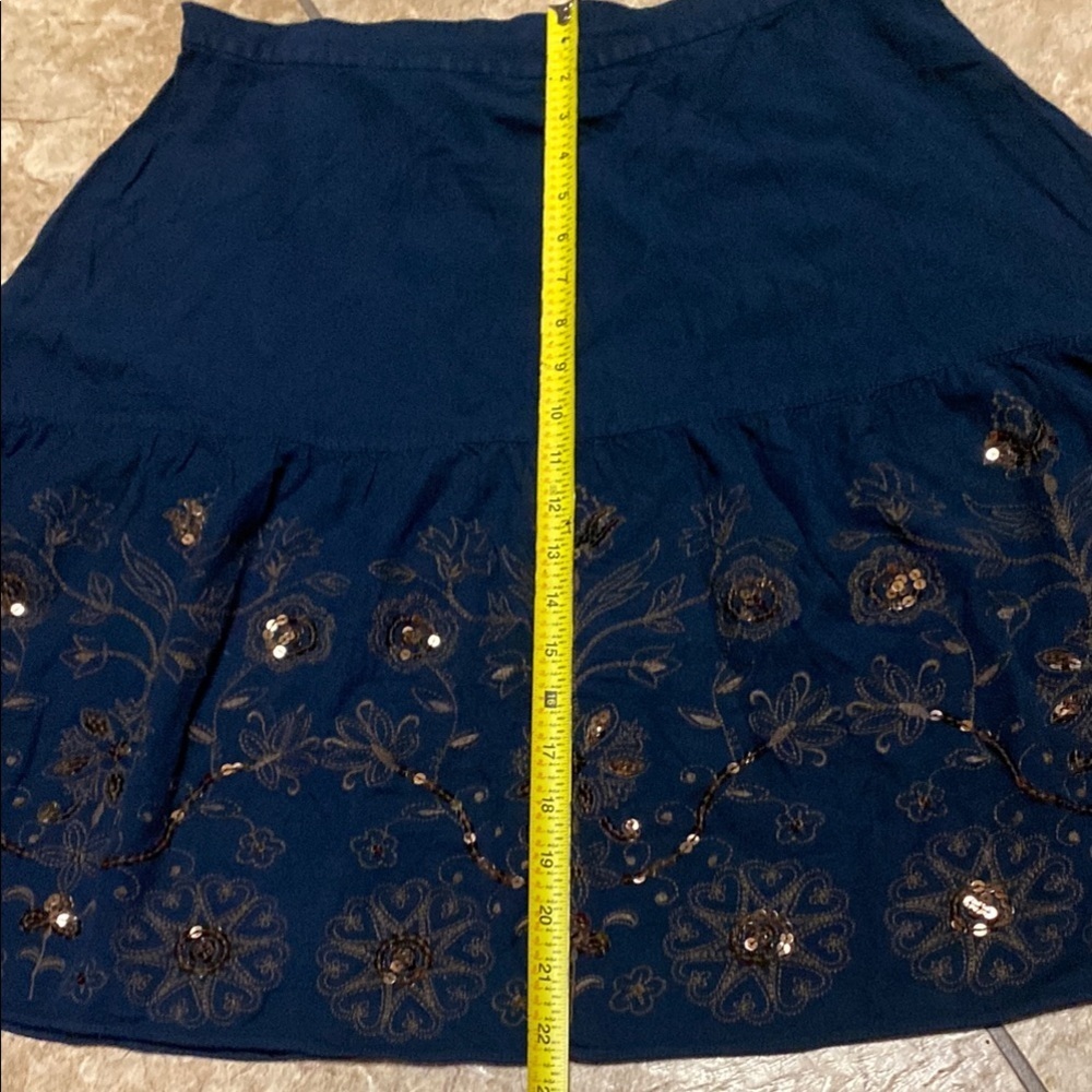 Coldwater Creek Blue XL Knee Length Skirt with Sequins Fall Wedding Guest - Picture 4 of 9